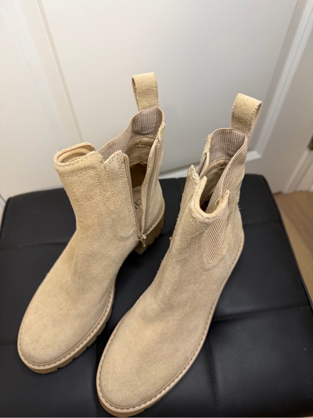 Chelsea & Violet Sand Suede Chelsea Ankle Boots